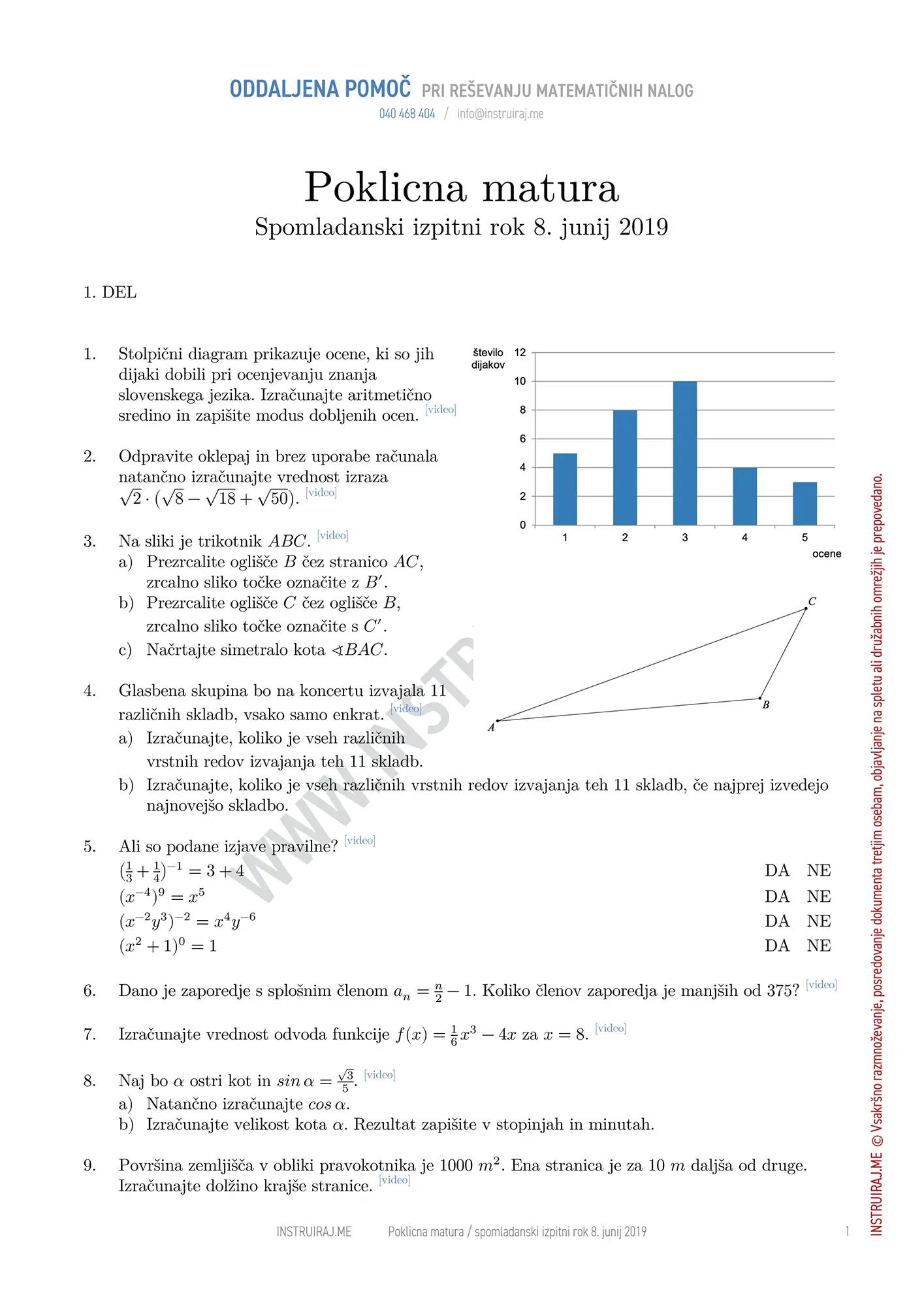 Poklicna matura spomladanski izpitni rok 8. junij 2019
