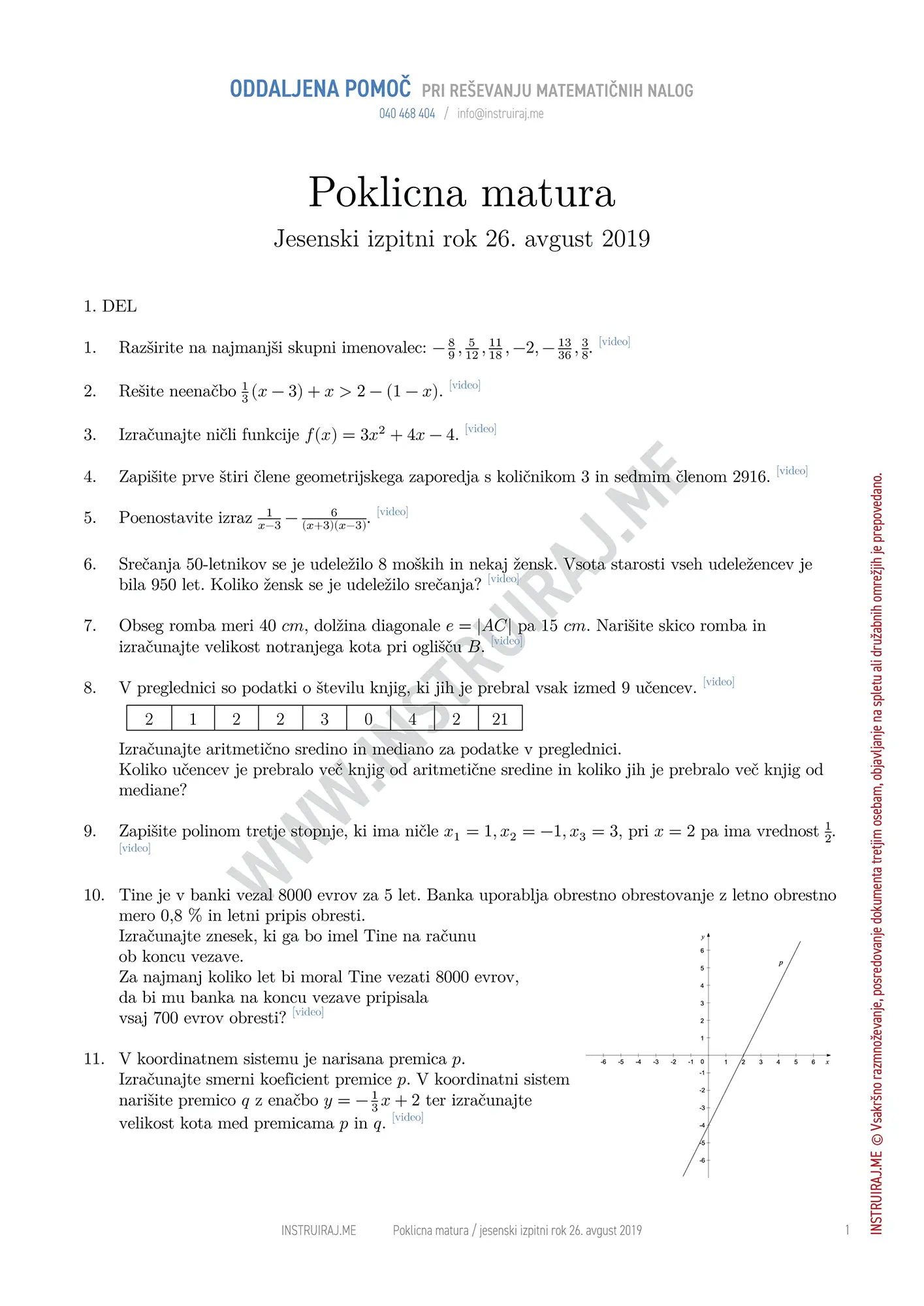Poklicna matura jesenski izpitni rok 26. avgust 2019