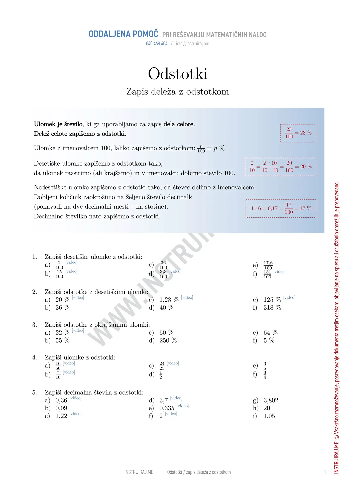 Zapis deleža z odstotkom