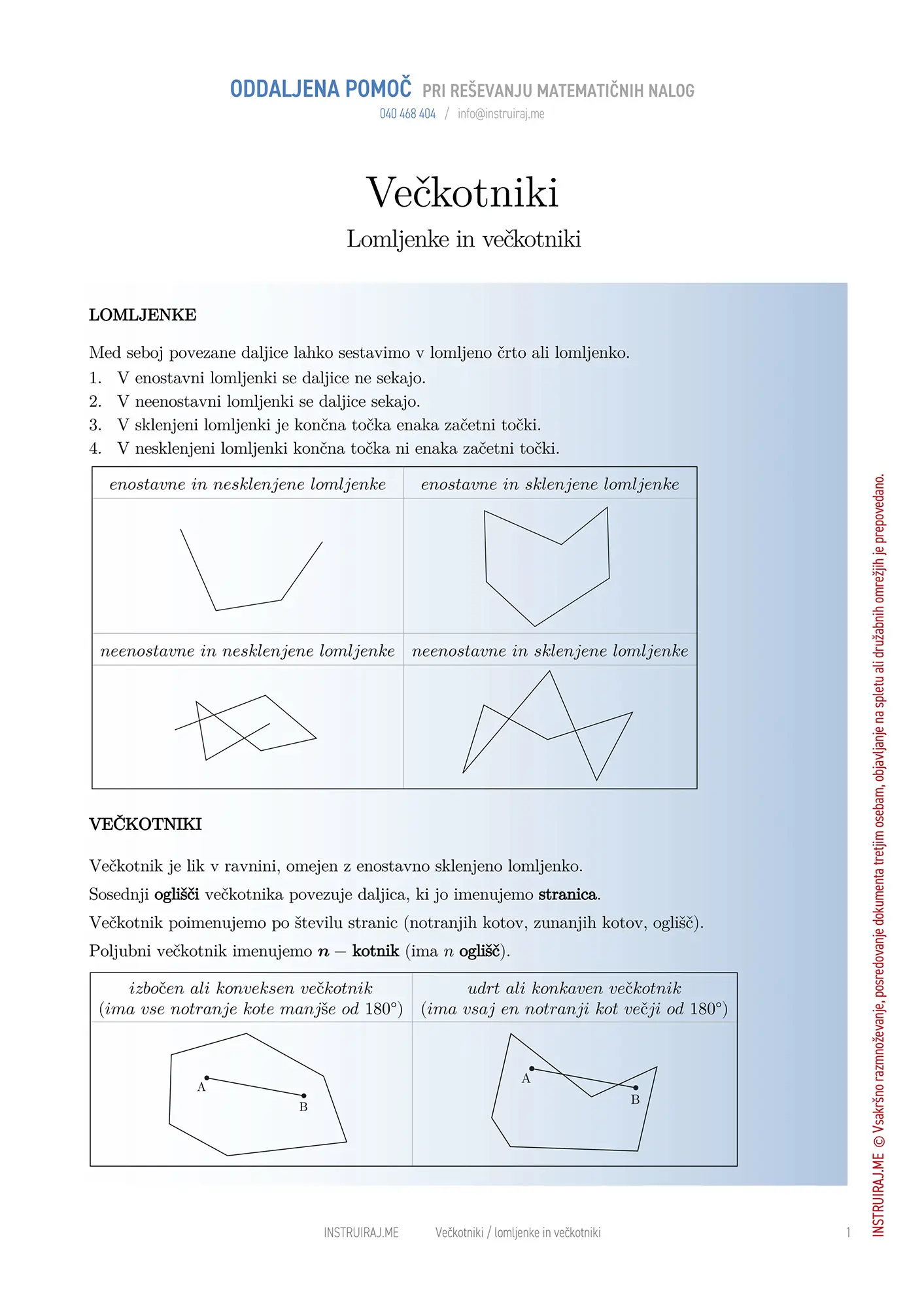 Lomljenke in večkotniki